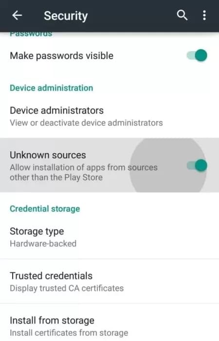Android Phone & Tablet setup screen