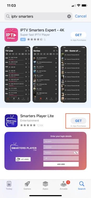 iPhone & iPad setup screen